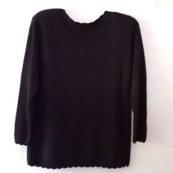 Vintage Laura Tyler Women's Faux Pearl Sweater - Size (M) - Black - Picture 2 of 7